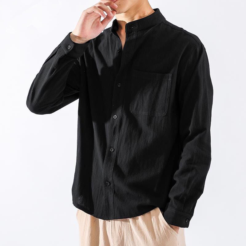 Men's Linen Long Sleeve Shirt Casual Top