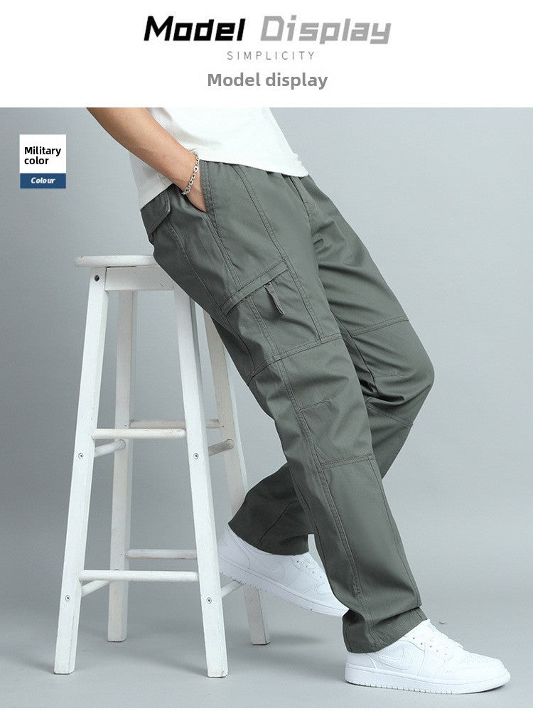 Men's Pure Cotton Cargo Pants with Multiple Pockets