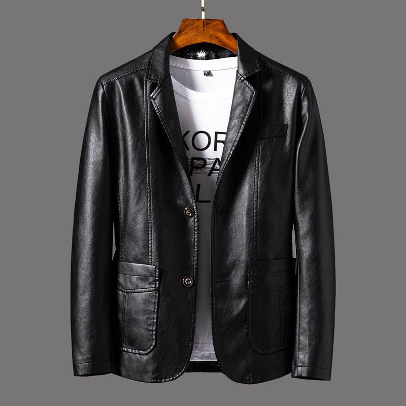 Men's PU Leather Jacket Business Casual Coat
