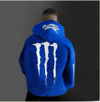 Men's hooded sweatshirt with scratch print