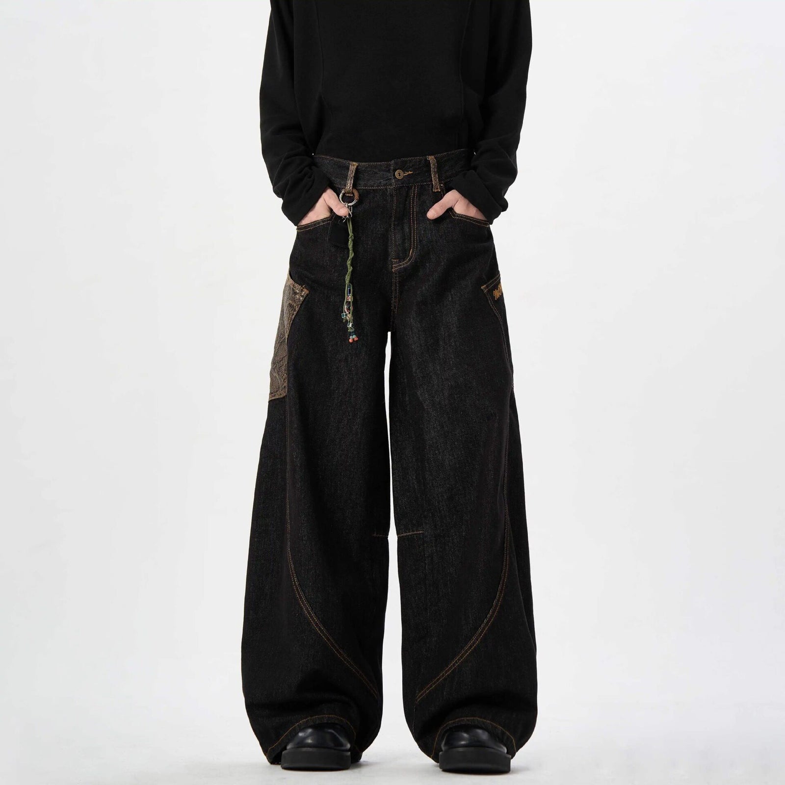 Men's Retro Wide Leg Versatile Pants and Jeans American Retro Jeans for Men