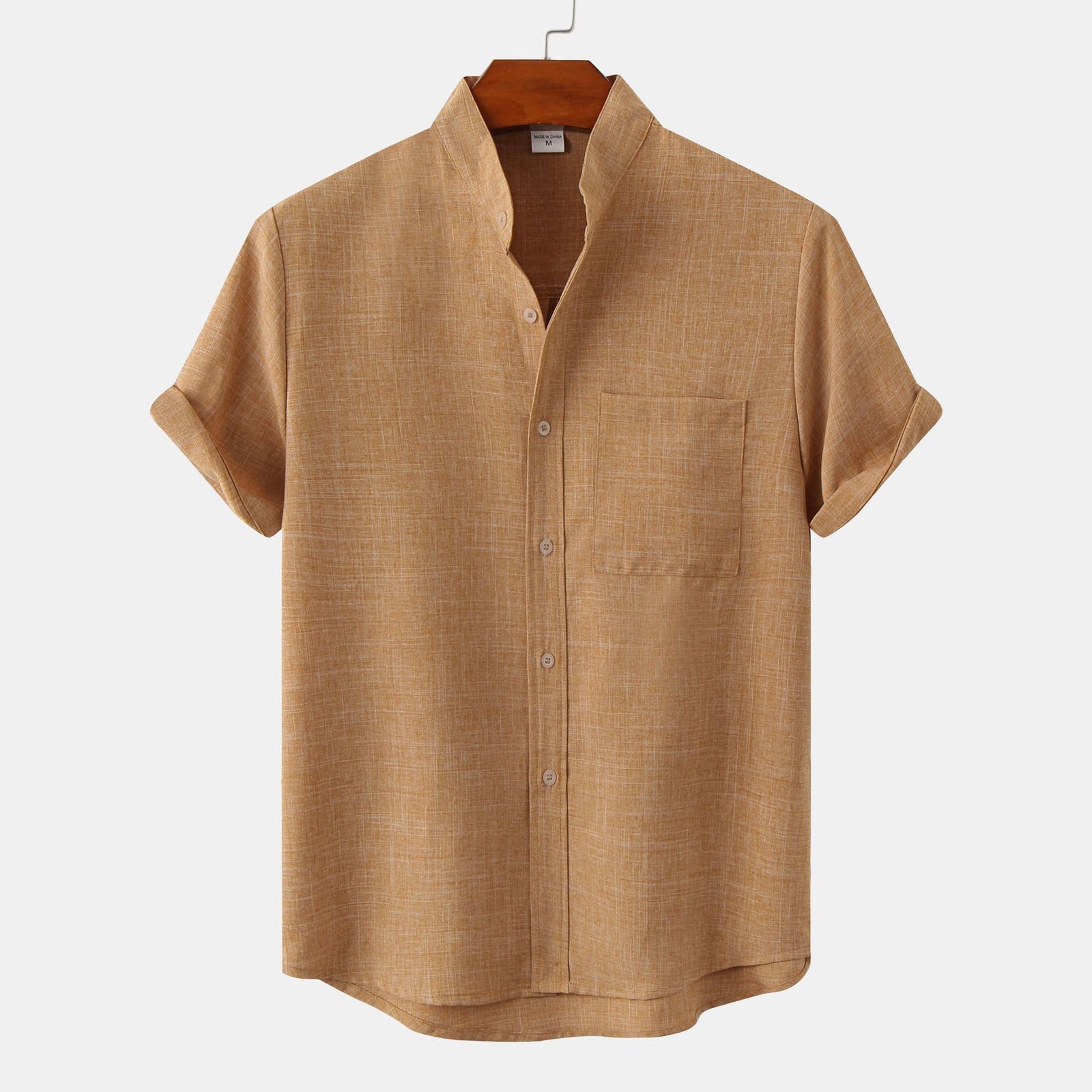 Solid Color Cotton Linen Men's Shirt