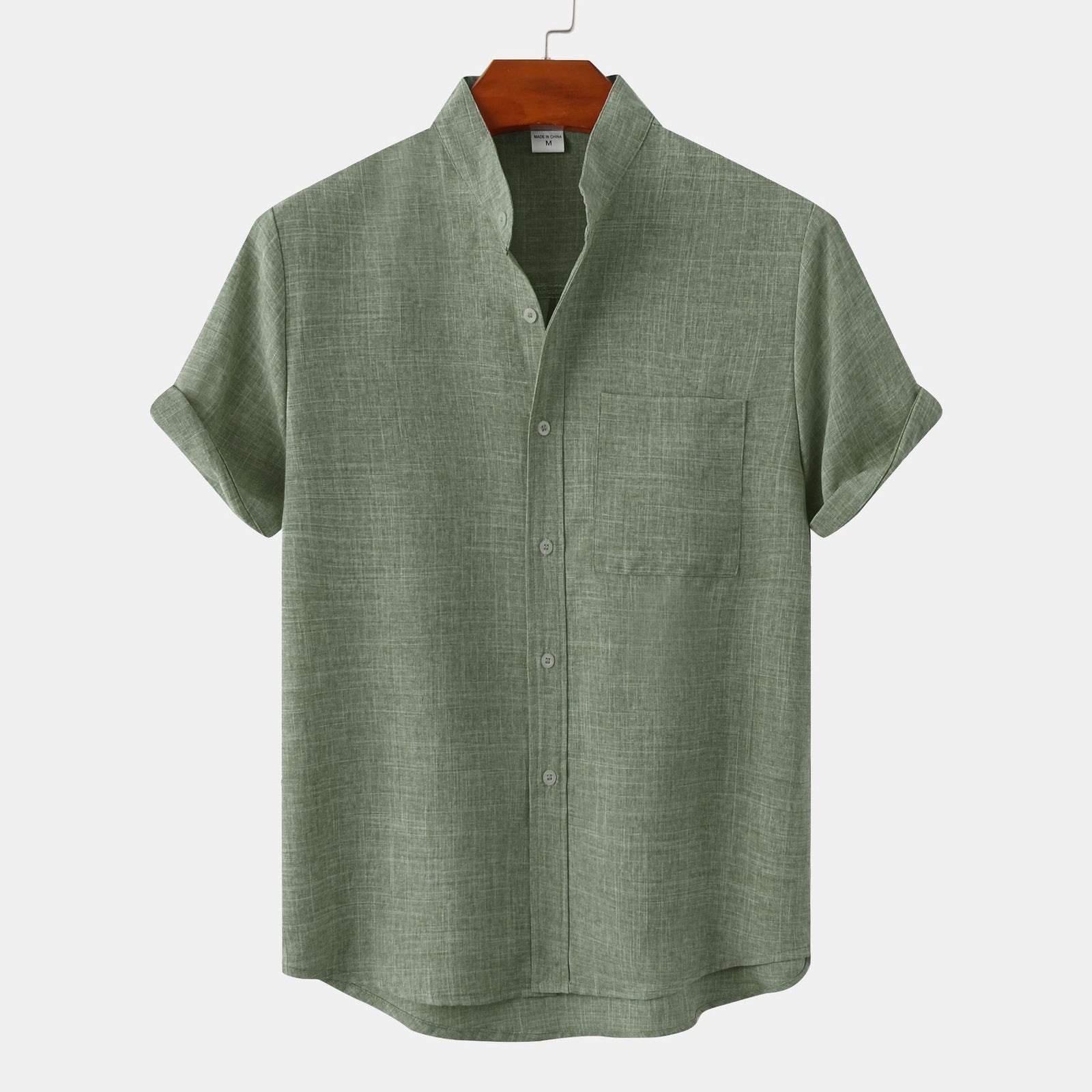 Solid Color Cotton Linen Men's Shirt