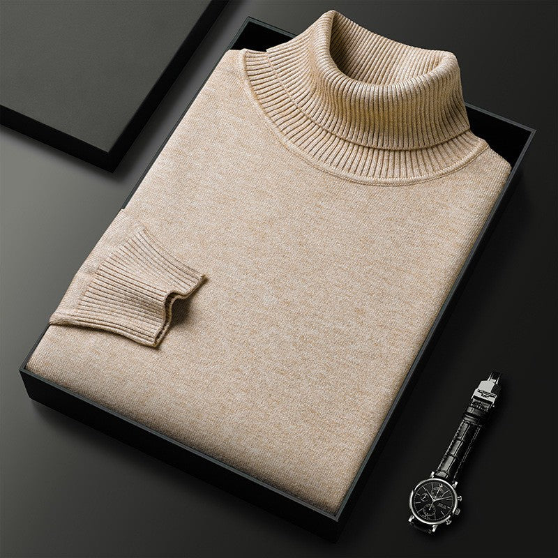 Men's thick pullover with a high collar