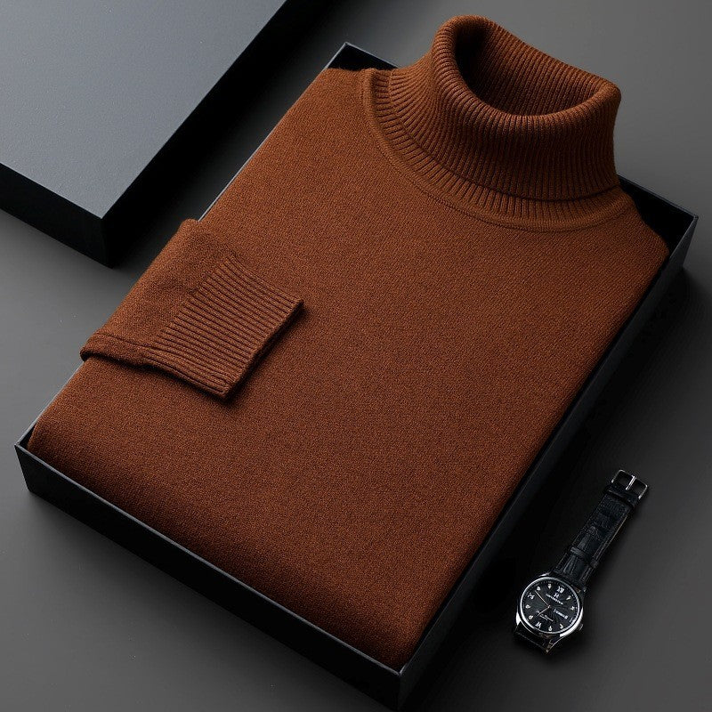 Men's thick pullover with a high collar