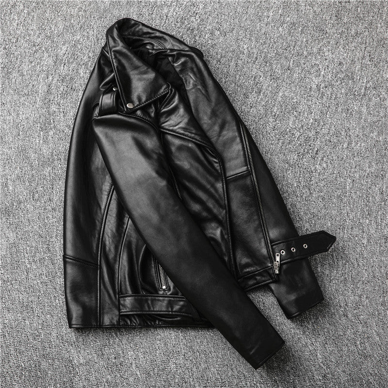 Men's Genuine Sheep Leather Motorcycle Jacket