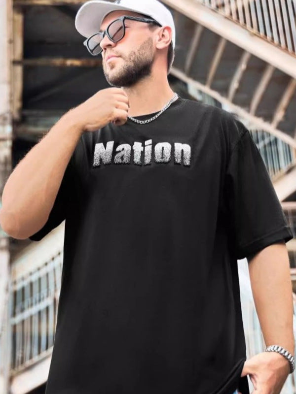 Simple pure cotton men's oversized T-shirt