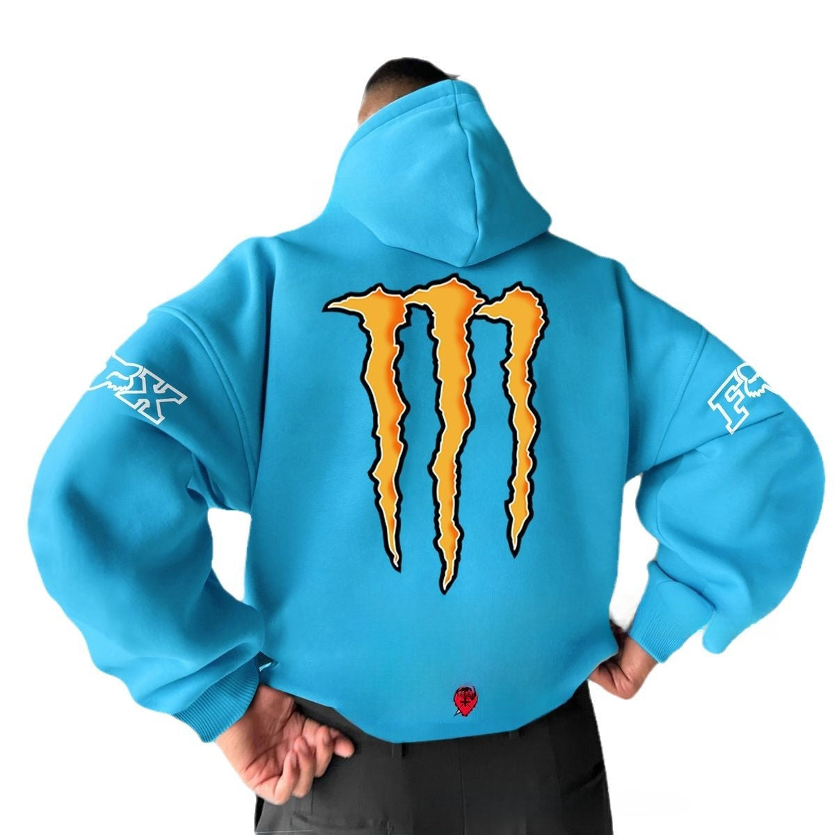 Men's hooded sweatshirt with scratch print