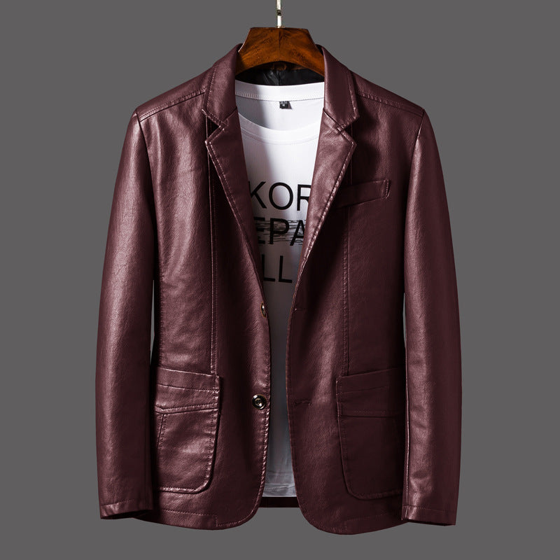 Men's PU Leather Jacket Business Casual Coat
