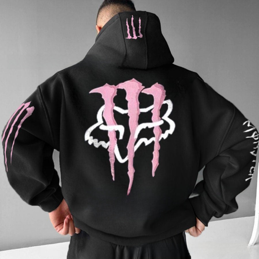 Men's hooded sweatshirt with scratch print