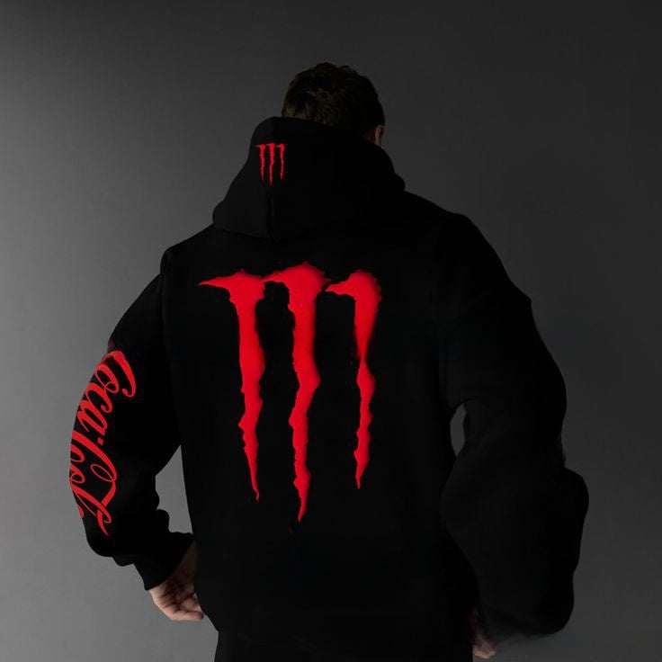 Men's hooded sweatshirt with scratch print