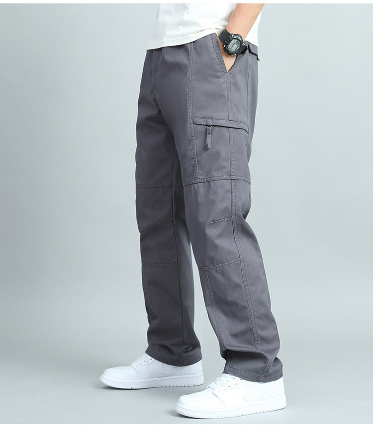Men's Pure Cotton Cargo Pants with Multiple Pockets