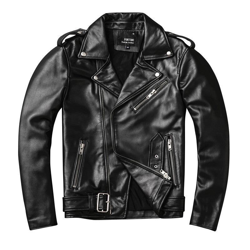 Men's Genuine Sheep Leather Motorcycle Jacket
