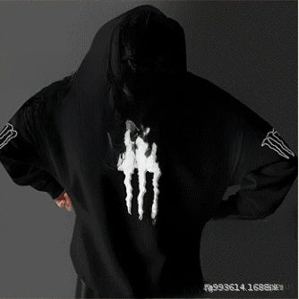 Men's hooded sweatshirt with scratch print
