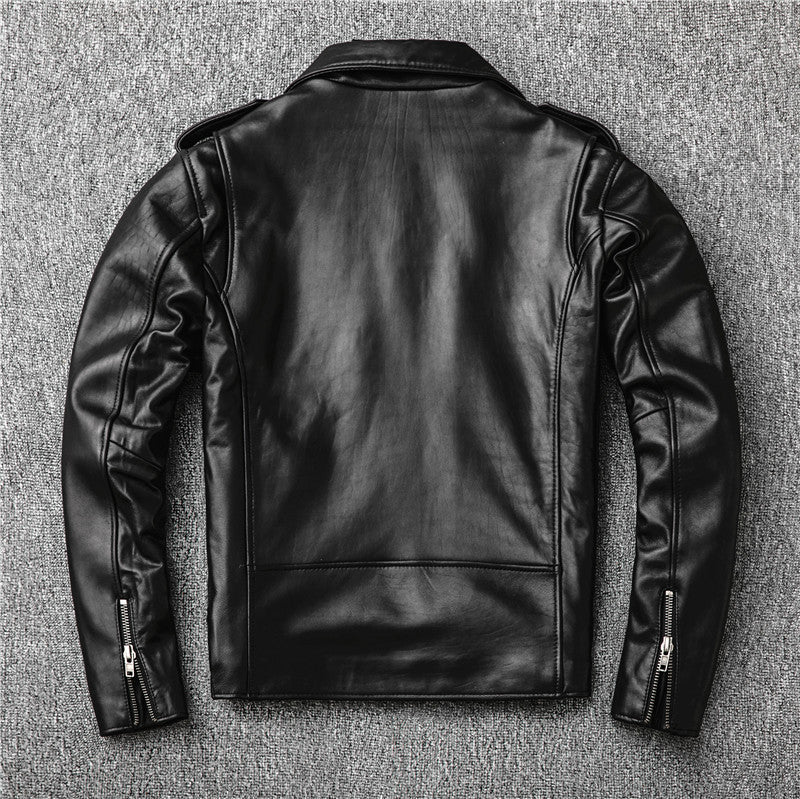 Men's Genuine Sheep Leather Motorcycle Jacket