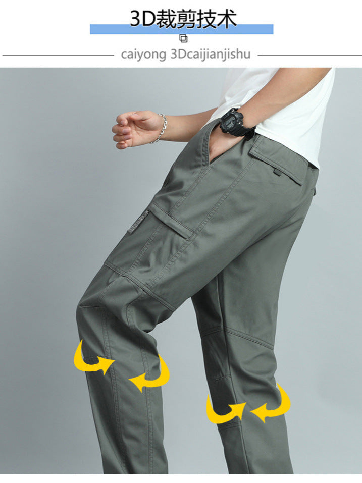 Men's Pure Cotton Cargo Pants with Multiple Pockets