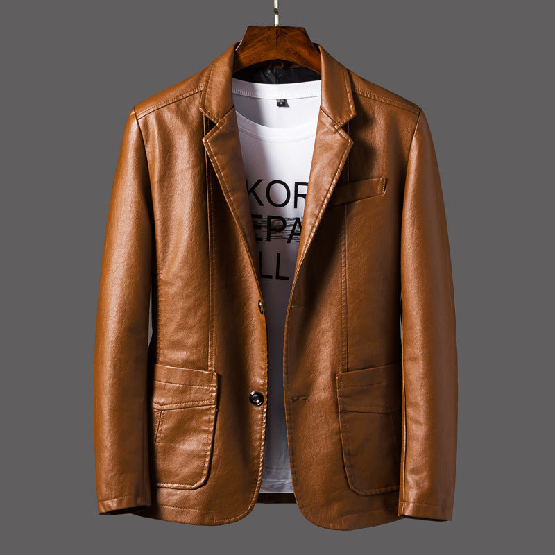 Men's PU Leather Jacket Business Casual Coat