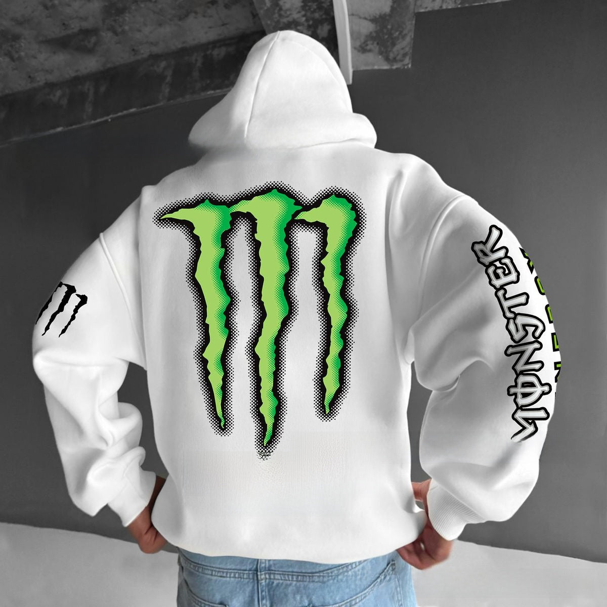 Men's hooded sweatshirt with scratch print