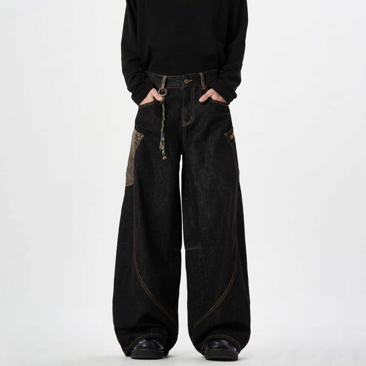 Men's Retro Wide Leg Versatile Pants and Jeans American Retro Jeans for Men