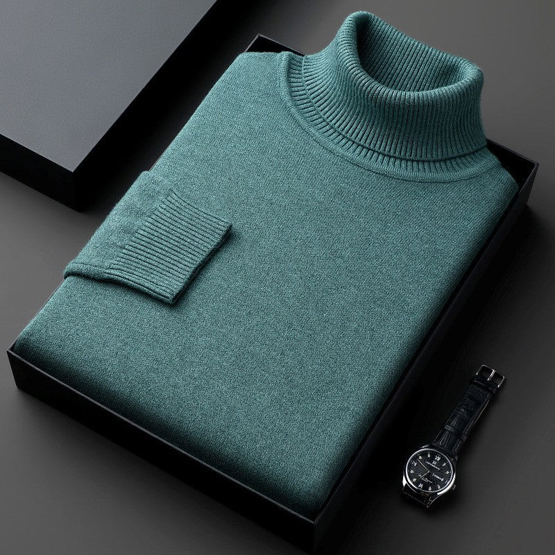 Men's thick pullover with a high collar
