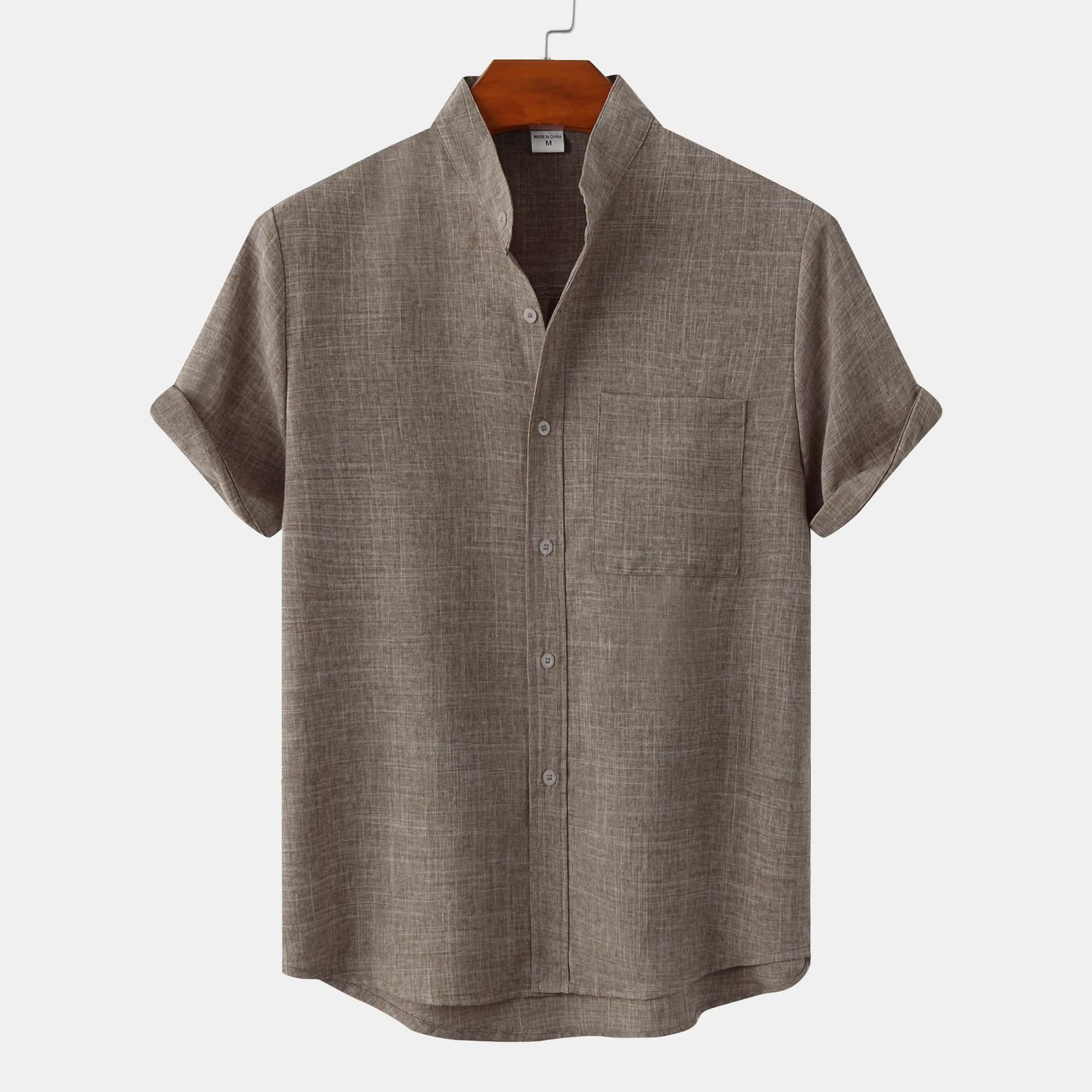 Solid Color Cotton Linen Men's Shirt