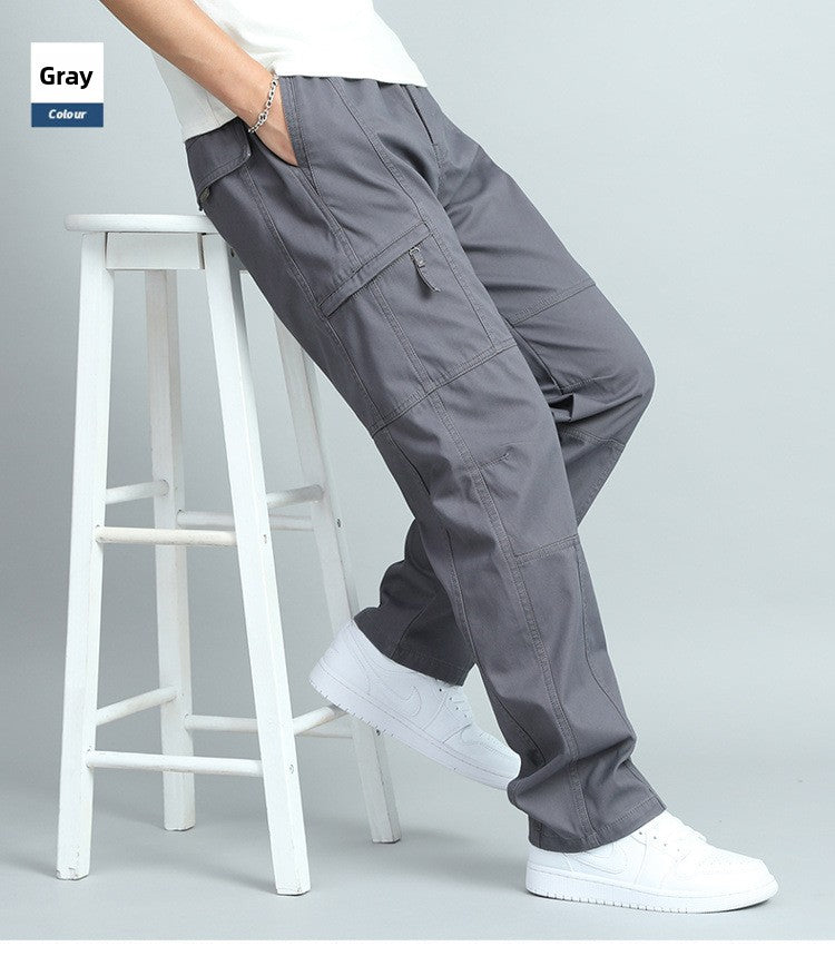Men's Pure Cotton Cargo Pants with Multiple Pockets