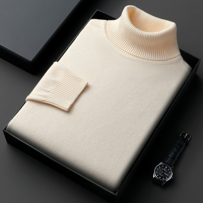 Men's thick pullover with a high collar