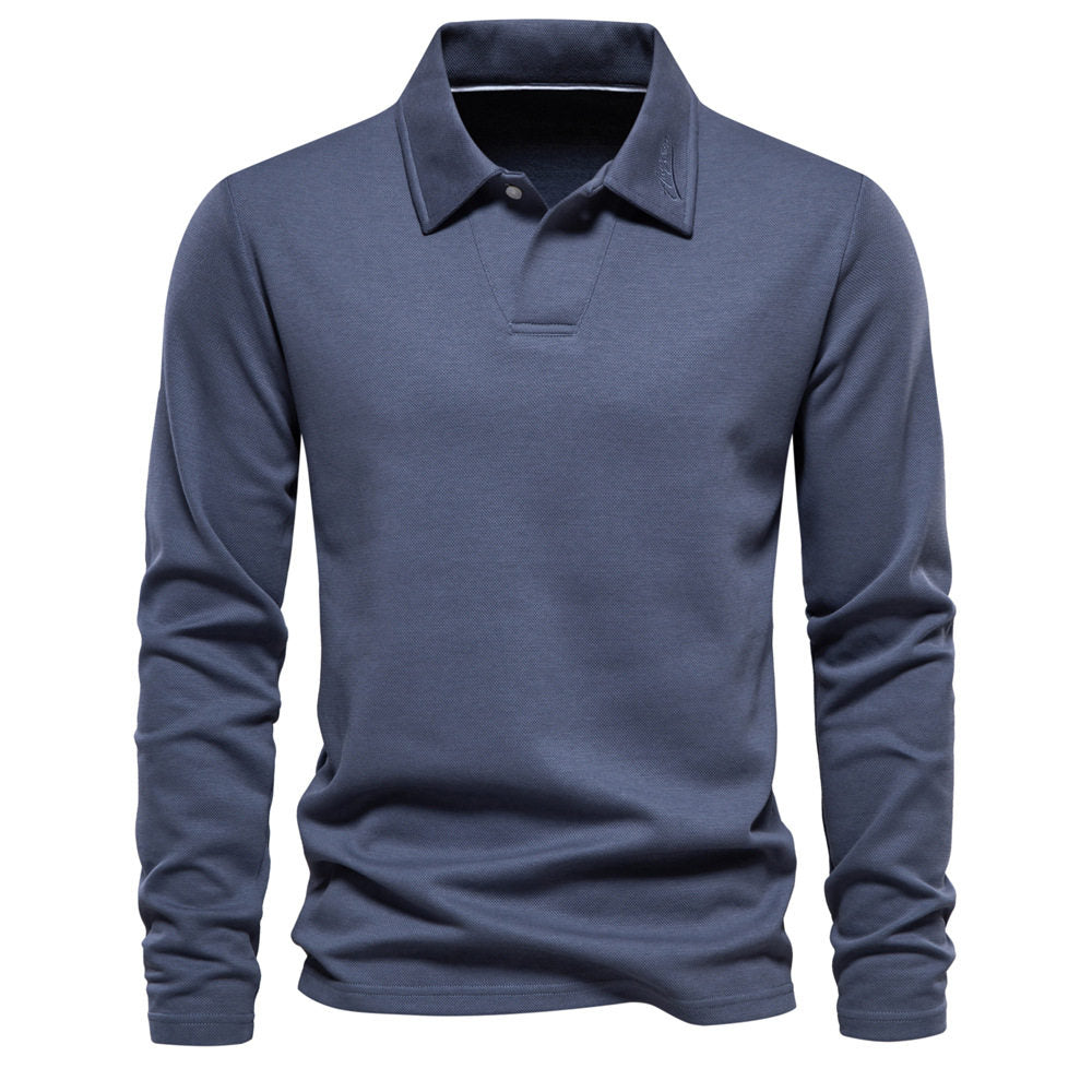 Men's Polo T-Shirt Long-Sleeved Polo Collar Sweatshirt Trendy European Size Men's Casual Versatile Sweatshirt