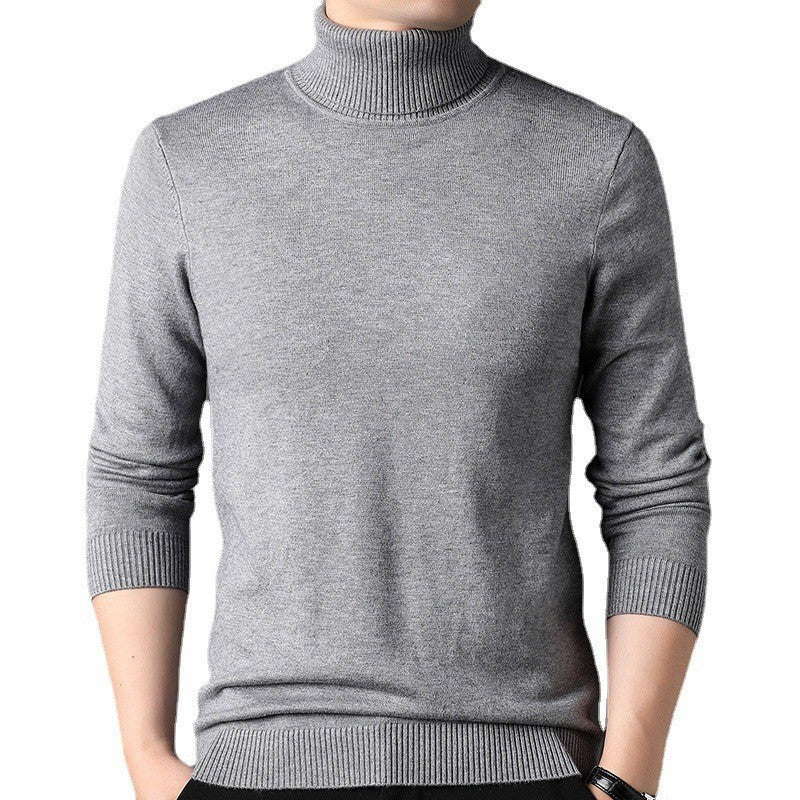 Men's thick pullover with a high collar