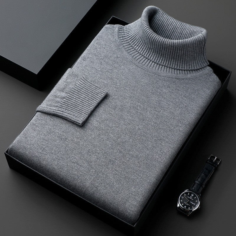 Men's thick pullover with a high collar