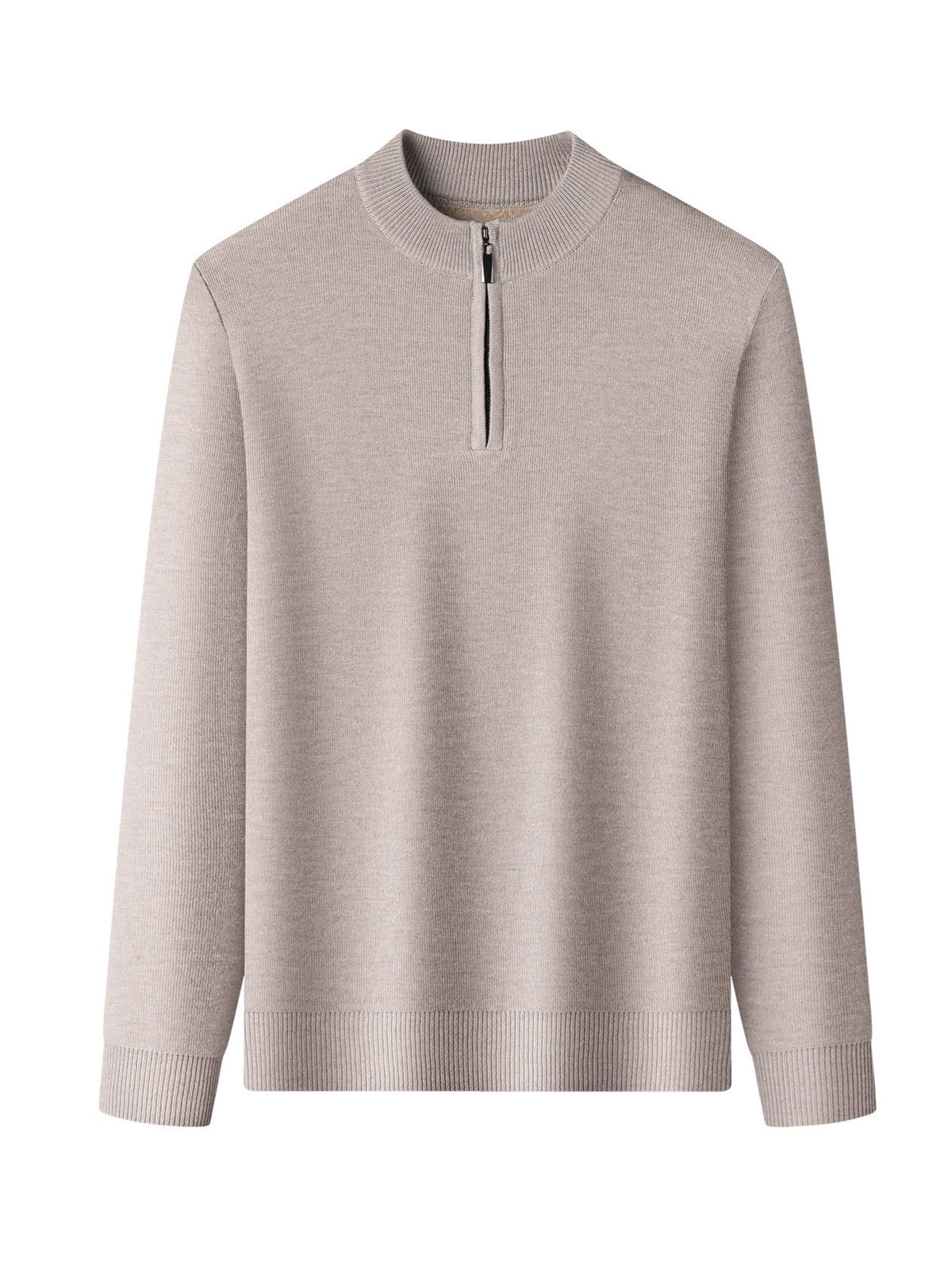 Men's Casual Fleece-Lined Knit Sweater with Zipper
