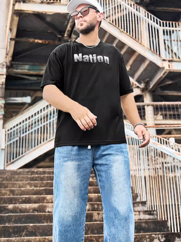 Simple pure cotton men's oversized T-shirt