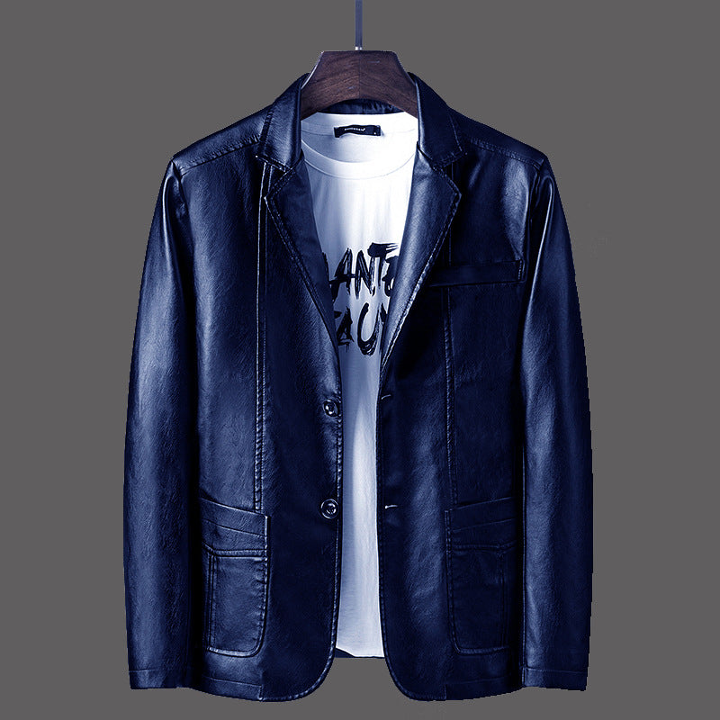 Men's PU Leather Jacket Business Casual Coat