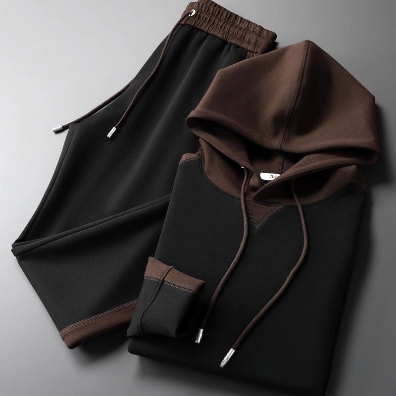 Men's Fleece-Lined Hooded Tracksuit Set