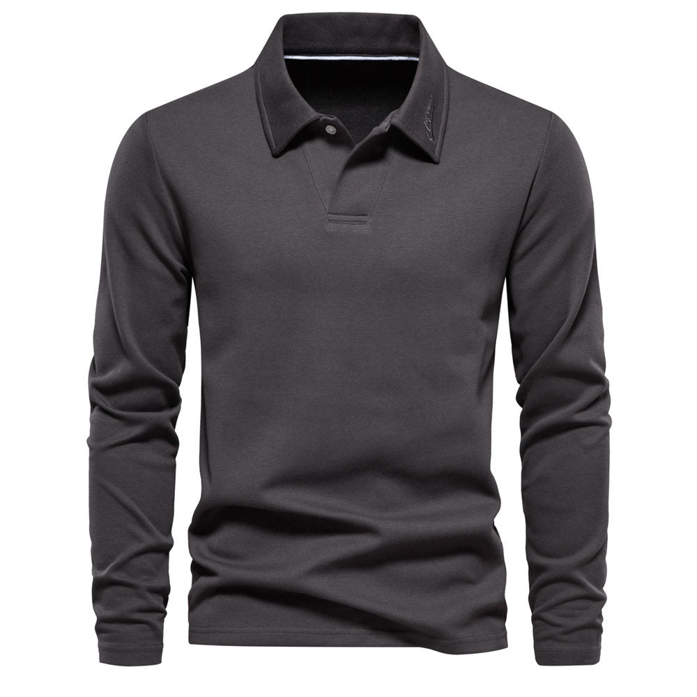 Men's Polo T-Shirt Long-Sleeved Polo Collar Sweatshirt Trendy European Size Men's Casual Versatile Sweatshirt