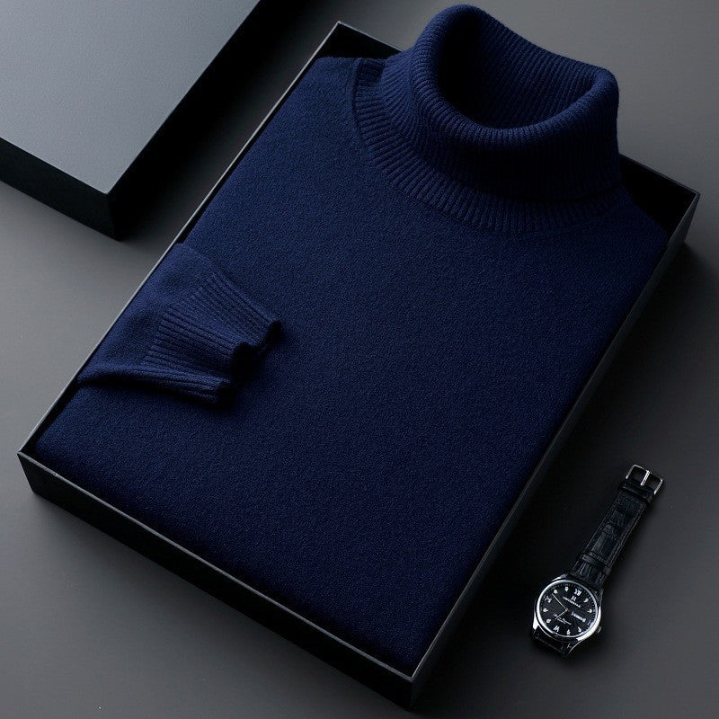 Men's thick pullover with a high collar